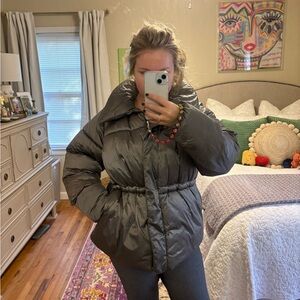 a new day Women's Metallic Charcoal Puffer Jacket